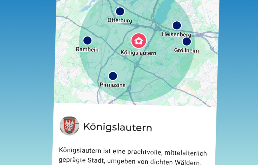 Karte der Region mit Beschreibung zur Kommune
